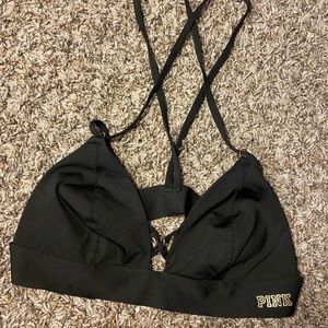 PINK Victoria’s Secret Bonded Bralette bra size L Large Black Color